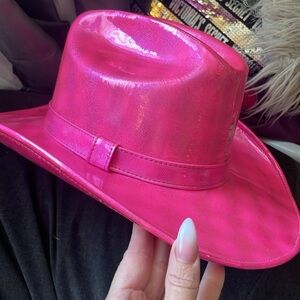 Pink iridescent cowgirl cowboy hat